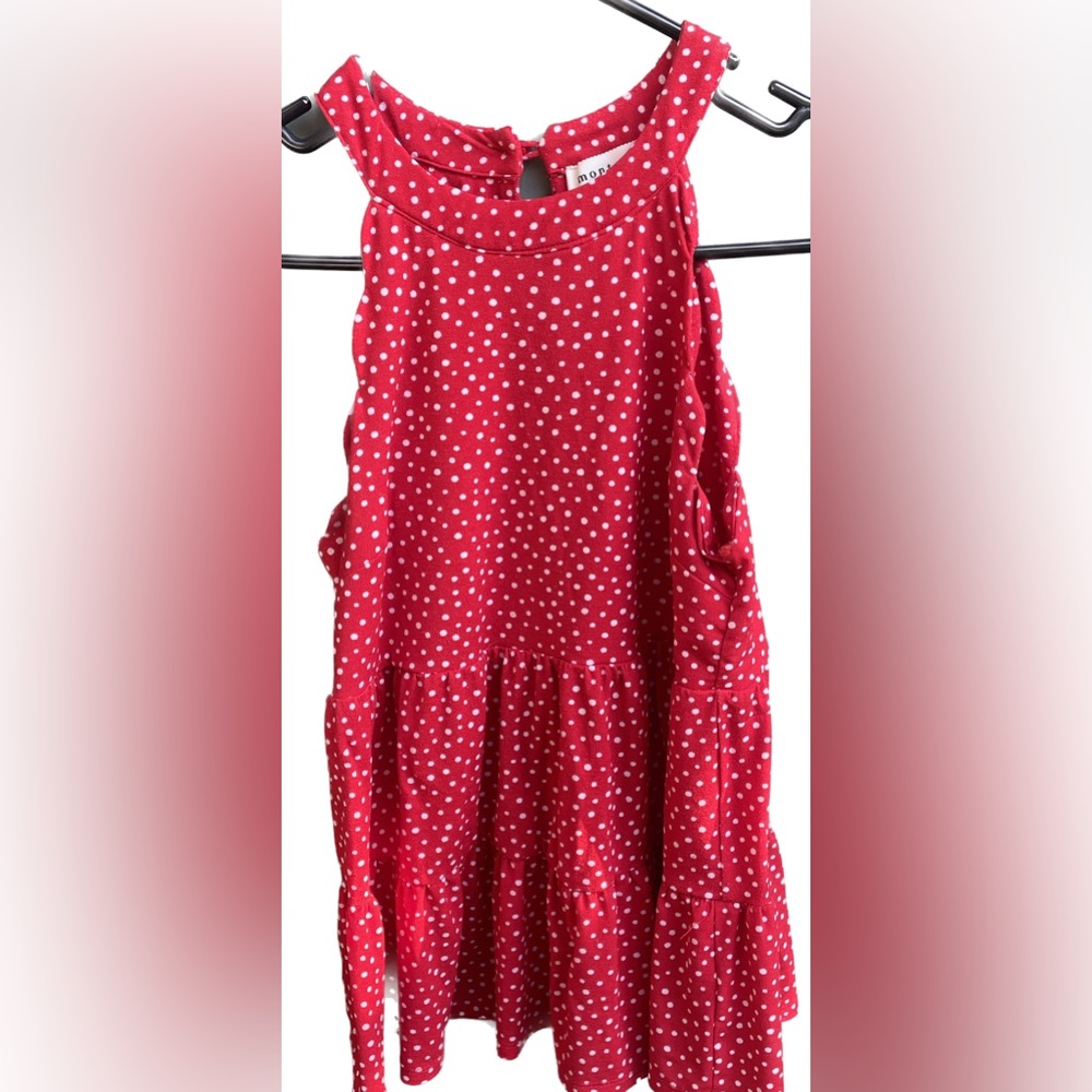 Monteau | Red Polka Dot Ruffled Tank Top | Size S